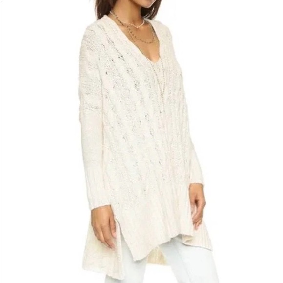 Free People high low cream sweater tunic size S - Picture 1 of 3